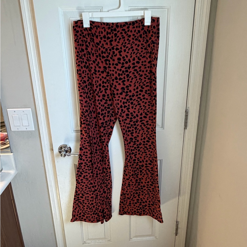 Xhilaration Red and Black Leopard Print Flared Leggings
